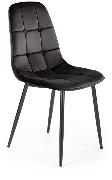 Halmar W160 - Eetkamerstoel - Zwart - Velours - Metalen Poten