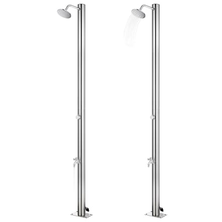 vidaXL - Buitendouche - met - grijze - basis - 220 - cm - roestvrij - staal