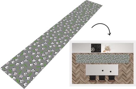 Keukenloper - Loper keuken - Panda - Bamboe - Design - 300x50 cm - Keukenloper vinyl