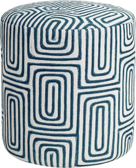 Poufue - Luxe Poef met Print - Dizzy Blue - Tall Round
