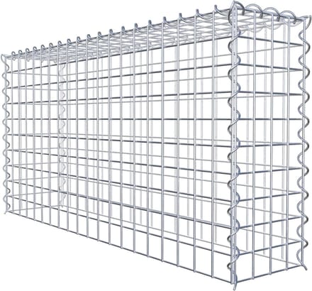 Schanskorf - Steenkorf Draadkorf - Tuinontwerp - Spiraalsluiting - 100x50x20 cm - Zilver