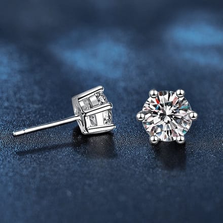 Klassieke 6-Poots Solitaire Oorbellen – Moissaniet Steen – 2 ct