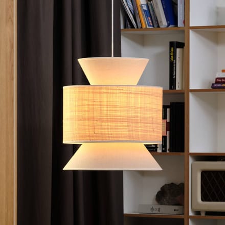 OSRAM DECOR Wrap Kegel Hanglamp E27 Beige 350mm diameter, Raffia en Bast met linnen voor Boho-stijl