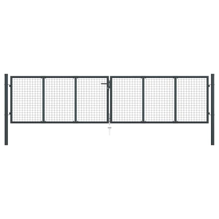 vidaXL - Tuinhek - van - gaas - gegalvaniseerd - staal - 400x75 - cm - grijs