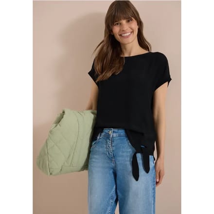 Blouse met ronde hals en knoopdetail
