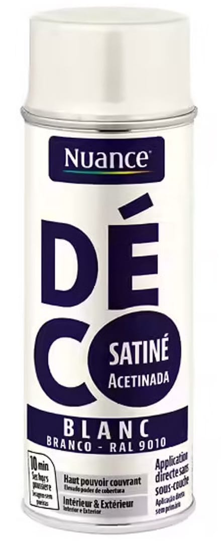 Nuance - Aërosolverf - Spuitbus Wit Zijdeglans - 400 ml - Sneldrogend, binnen en buiten