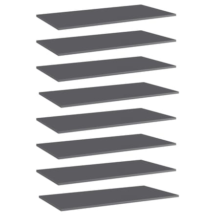 vidaXL - Wandschappen - 8 - st - 80x30x1,5 - cm - spaanplaat - hoogglans - grijs