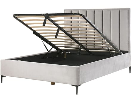 SEZANNE - Bed met opbergruimte - Lichtgrijs - 160 x 200 cm - Fluweel