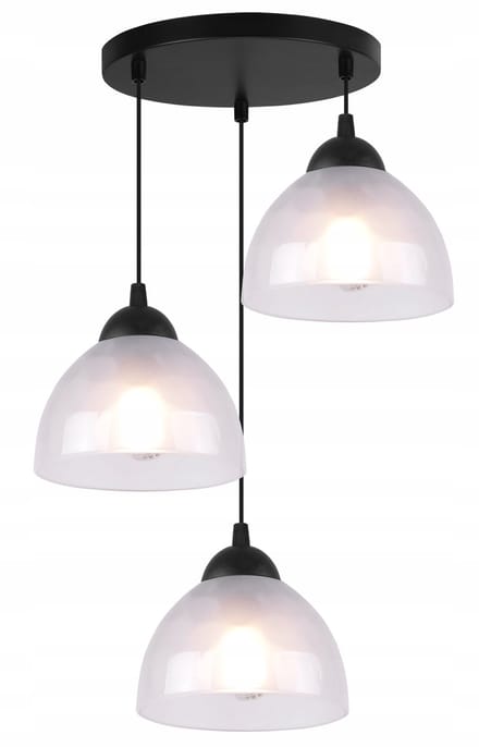 Hanglamp Keuken Drie Lampenkappen Wit Glas Zwart Metaal