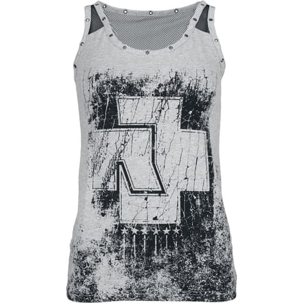 Rammstein Top - Amour - S tot XL - voor Vrouwen - lichtgrijs gemêleerd-zwart