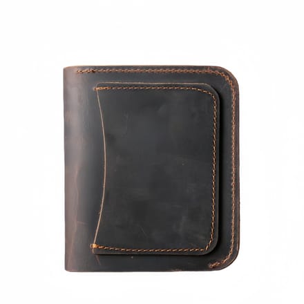 Portemonnee - echte leer - retro - 9,5*11,3*2,5 cm - koffertbruin - 1 stuk