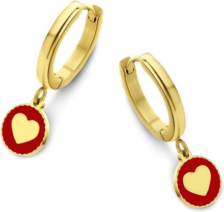 CO88 Collection Beloved 8CE-70097 Stalen Oorringen - Hart 8 mm - Zilverkleurig