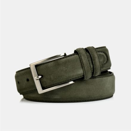 Luxe Italiaanse Suède Riem Olijfgroen - Groene Suede Riem - Vaderdag Cadeau