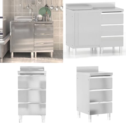vidaXL - Commerciële - Keukenkasten - 2 - st. - Roestvrij - Staal