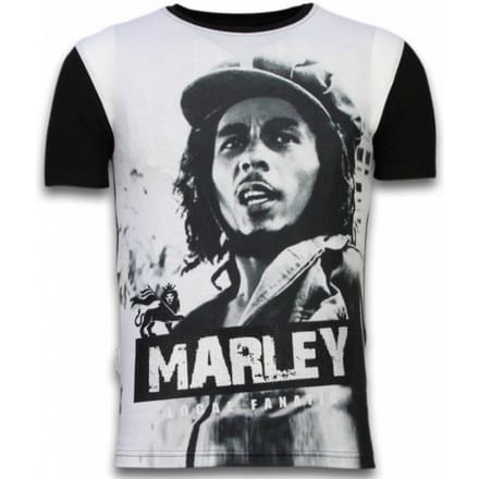 Local Fanatic Bob marley black and white digital rhinestone t-shirt