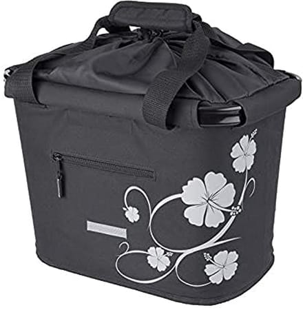 Stuurmand voor fiets, afneembaar met quick-release-houder, 20 liter, zwart/hibiscusbloesem