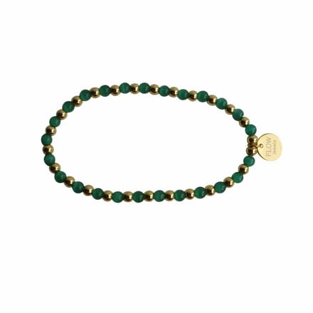 FlowJewels - armband - staal - cats eye - elastisch - goudkleurig - handgemaakt