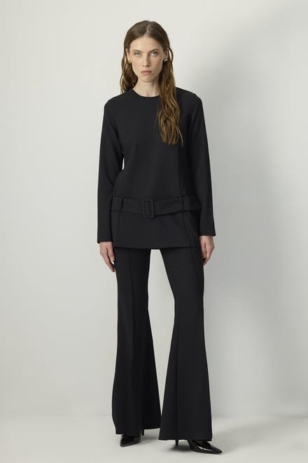 Touché Privé - Crêpe tuniek met ceintuur - Zwart - Dames