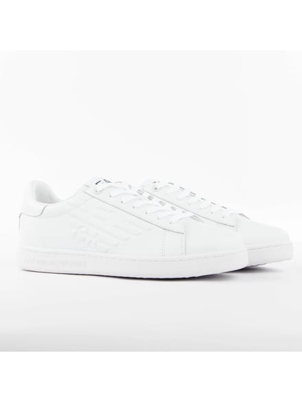 Lace-Up Leather Sneakers with Rubber Sole - White