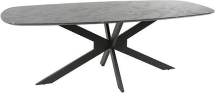 Meubelplaats Eettafel Marquina Deens ovaal melamine 215 cm - marmerlook - zwart