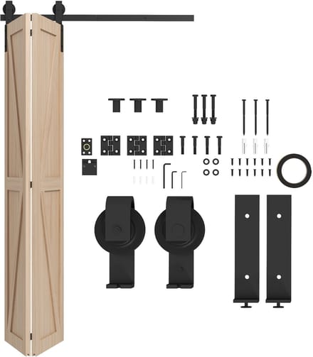 Killogood Opklapbare deurrailset van 122 cm - stalen schuifdeurrailset - geschikt voor twee deuren.