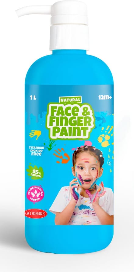 Natural Face & Fingerpaint Fles met Pompje - Blauw, 1L - schmink