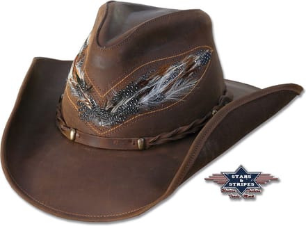 Western lederen hoed Stars&Stripes OUTBACK S