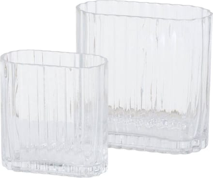 Glazen vaas TULIPA, langwerpig, transparant glas, 2 stuks