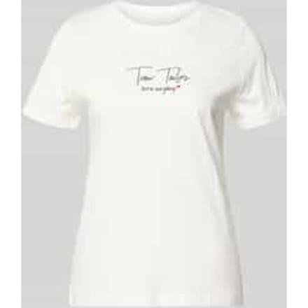 Tom Tailor - T-shirt met logo-print - Maat L - Whisper White