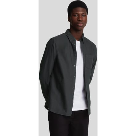 Lyle & Scott Tonal Eagle Plain Oxford Shirt Jet Black size M | Casual Shirts Outlet | Men | Black