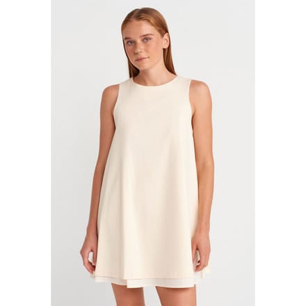 Katoenen Poplin Mouwloze Mini Shift Jurk