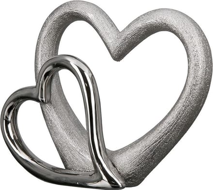 Gilde Handwerk - Beeld - Sculptuur - Two hearts - Porselein- Zilver