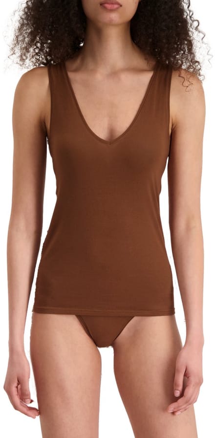 Noshirt Tank Top - Lite Cotton - Dames Top - Deep V - Invisible Mocha - Maat XS
