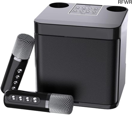 RFWR® Draagbare Karaoke Machine met Bluetooth en 2 Microfoons voor Feesten en Gezinsbijeenkomsten