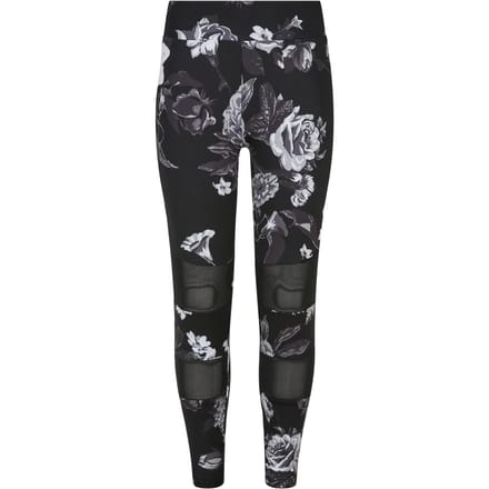 Urban Classics - Tech Mesh AOP dark flower Kinder Legging - Kids 110/116