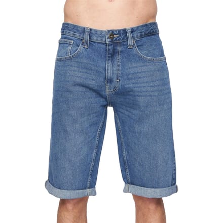 Crosshatch Heren Tillforth Denim Casual Shorts (Stone Wash)