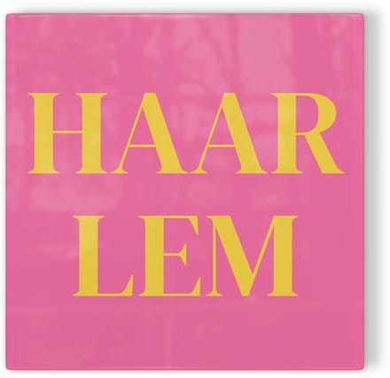 Tegeltje Haarlem - roze geel - tegeltje stad - tegeltje met tekst
