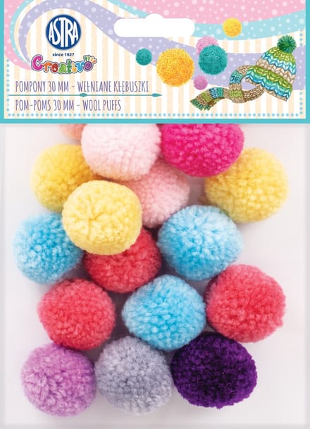 Astra Pompon Decoratie Set - Kleurrijke Balletjes (30mm)