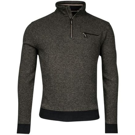 Baileys Trui Half Zip 2-Tone Jacquard Doubleface Interlock Sweat Donker Beige / male