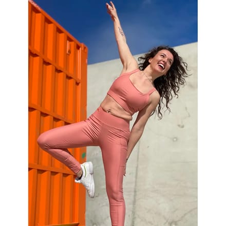 Dames legging Les Poulettes Fitness rose corail