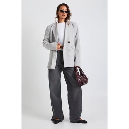 boohoo Dames Lange wollen oversized getailleerde blazer | Light Grey | Maat: 16