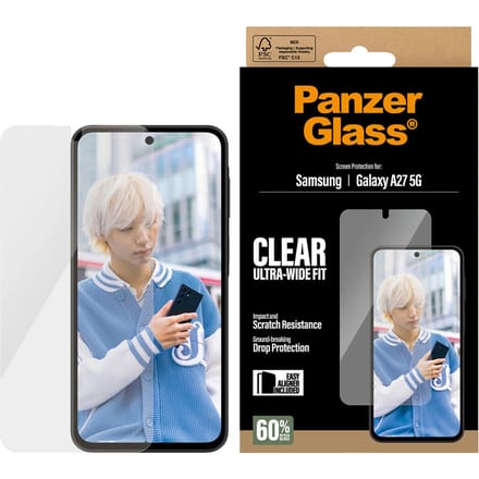 PanzerGlass Ultra-Wide Fit Anti-Bacterial Screenprotector incl. applicator voor de Samsung Galaxy A27 (5G)