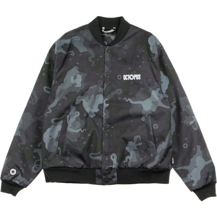 Herenbomberjack Camo Varsity Jacket Zwart