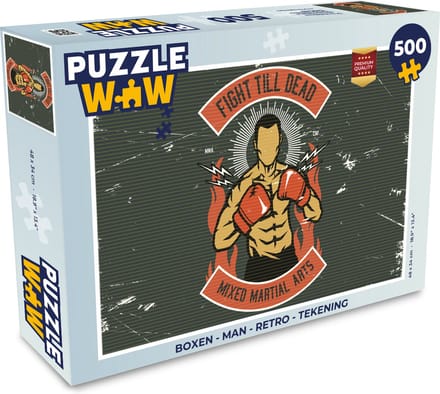 Puzzel Boxen - Man - Retro - Tekening - Legpuzzel - Puzzel 500 stukjes