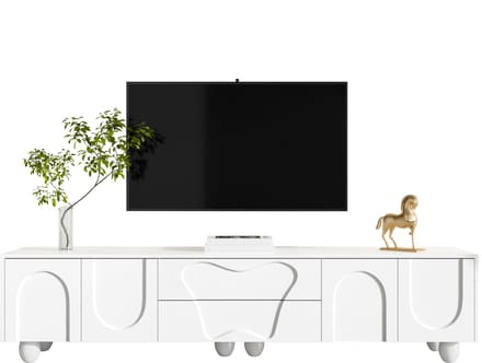 TV-Meubel - 180 cm - Lowboard met Houten Poten en Opbergruimte - MDF - Wit