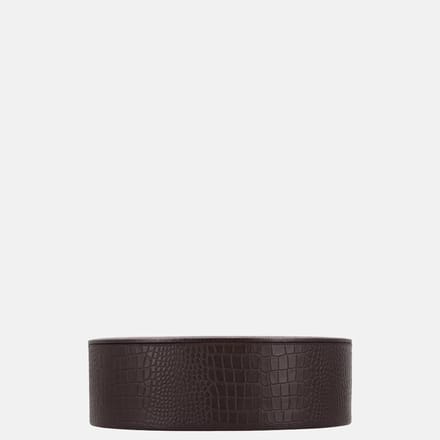 Chamada Fleur leren opbergbox ovaal croco large donkerbruin