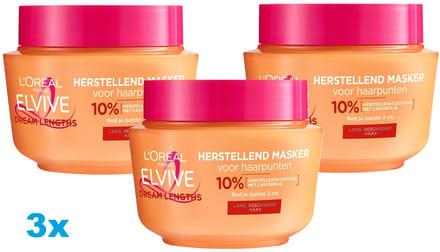 L’Oréal Paris Elseve Dream Long Haarmasker – 3 x 300 ml – Voor Lang & Beschadigd Haar – Herstellend Masker