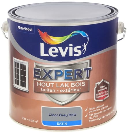 Levis - Expert Hout Lak Buiten Satin Mix - Clear Grey B50 - Mengverf - 2,5 L