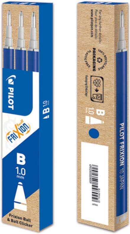 Pilot balpenvulling FriXion Ball/Clicker, blauw, etui van 3 stuks 12 stuks