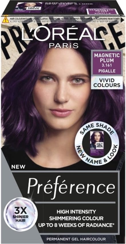 L-Oreal Paris Preference Vivids 3.161 - Magnetic Plum Pigalle - Permanente Haarkleuring - 6 stuks